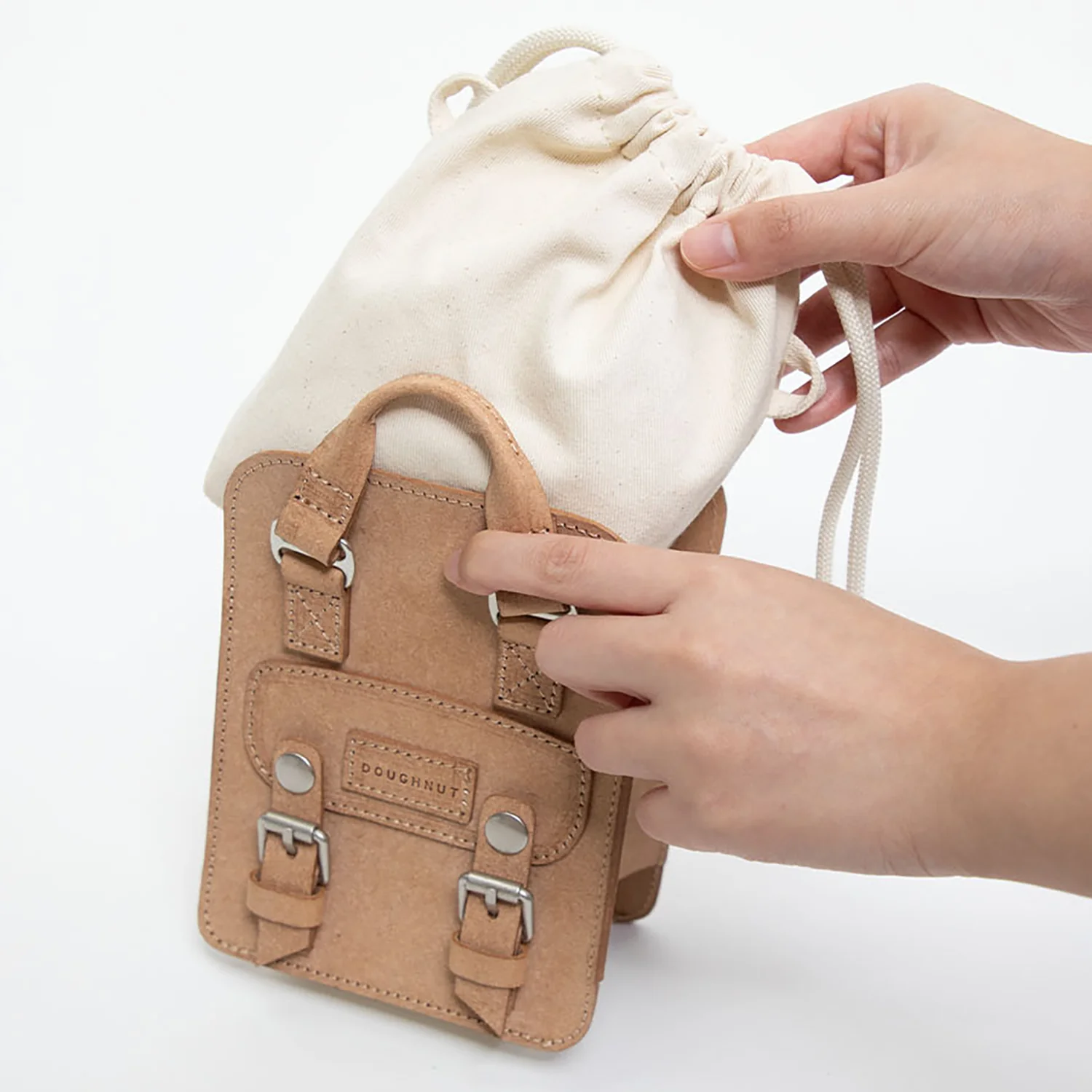 Macaroon Tiny Bucket Organic Cotton Series Crossbody Bag - Image 9
